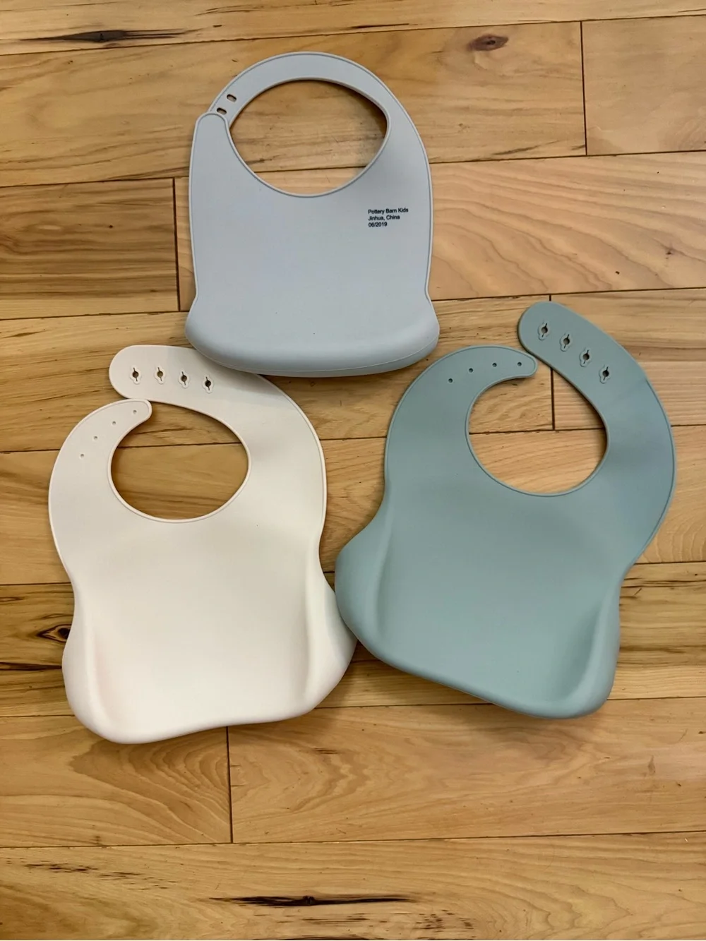 Silicone Baby Bib Set - Gray Elephant, Cream, and Sage